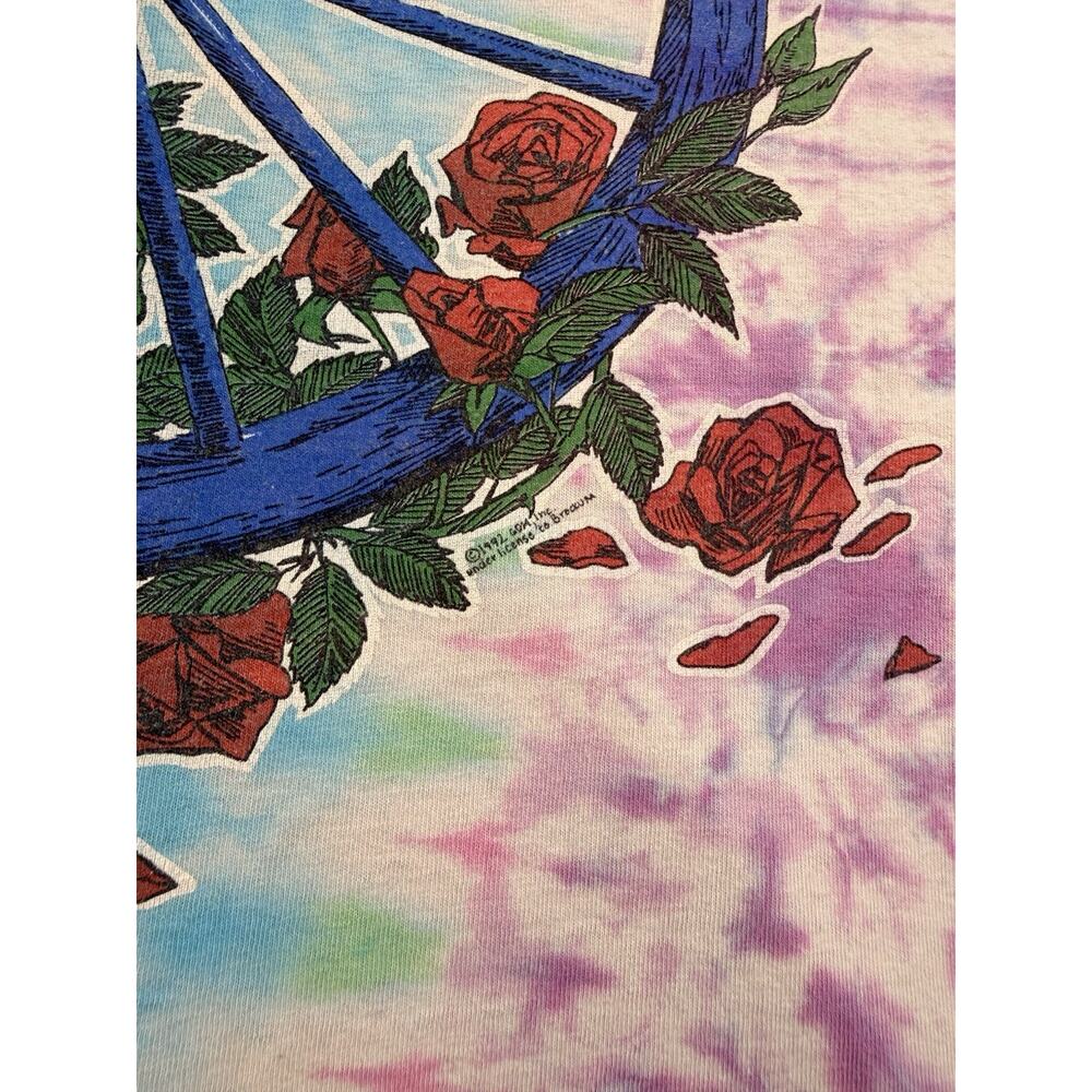 Vintage Grateful Dead 1990 Skeleton Rose Tie Dye Single Stitch Mens T Shirt XL - Picture 15 of 16